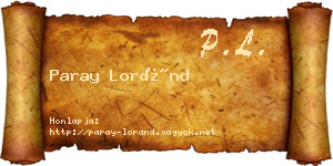 Paray Loránd névjegykártya